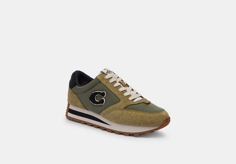 COACH®,RUNNER SNEAKER,Suede,Moss/Army Green,Front View image number 0
