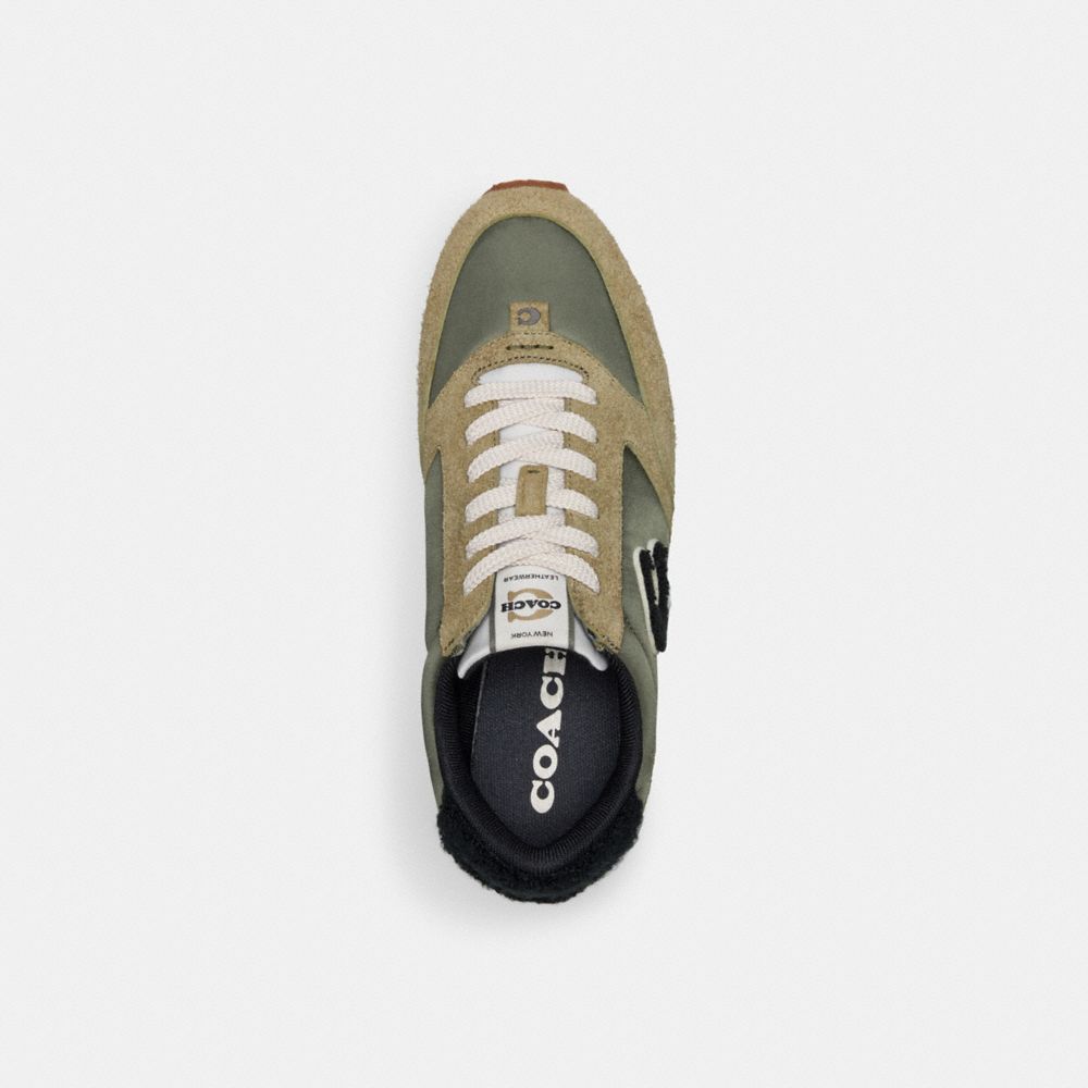 COACH®,RUNNER SNEAKER,Suede,Moss/Army Green,Inside View,Top View