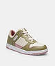 COACH®,C201 LOW TOP SNEAKER,Leather,Moss/Light Rose,Front View
