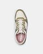 COACH®,C201 LOW TOP SNEAKER,Leather,Moss/Light Rose,Inside View,Top View