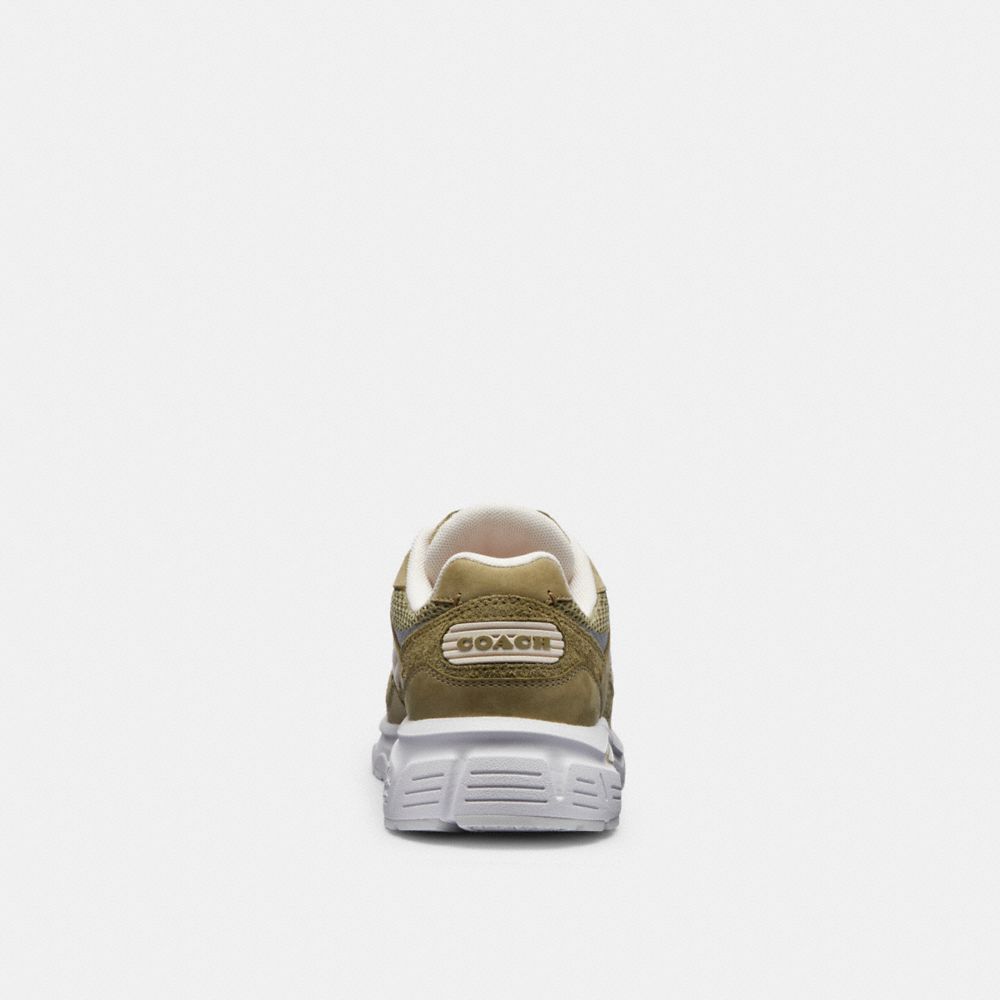 COACH®,C301 Sneaker,Suede,Leather,Mesh,Casual,Logo,Color Block,Perforated,Quilted,Mixed Media,Metal,Traction,Casual,Olive,Alternate View