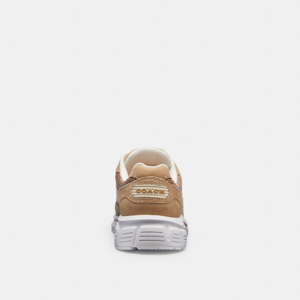 COACH®,C301 Sneaker,Suede,Leather,Mesh,Casual,Logo,Color Block,Perforated,Quilted,Mixed Media,Metal,Traction,Casual,Beige,Alternate View