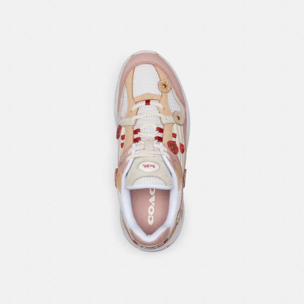 COACH®,C301 SNEAKER WITH TEA ROSE,Suede,Light Rose/Beechwood,Inside View,Top View