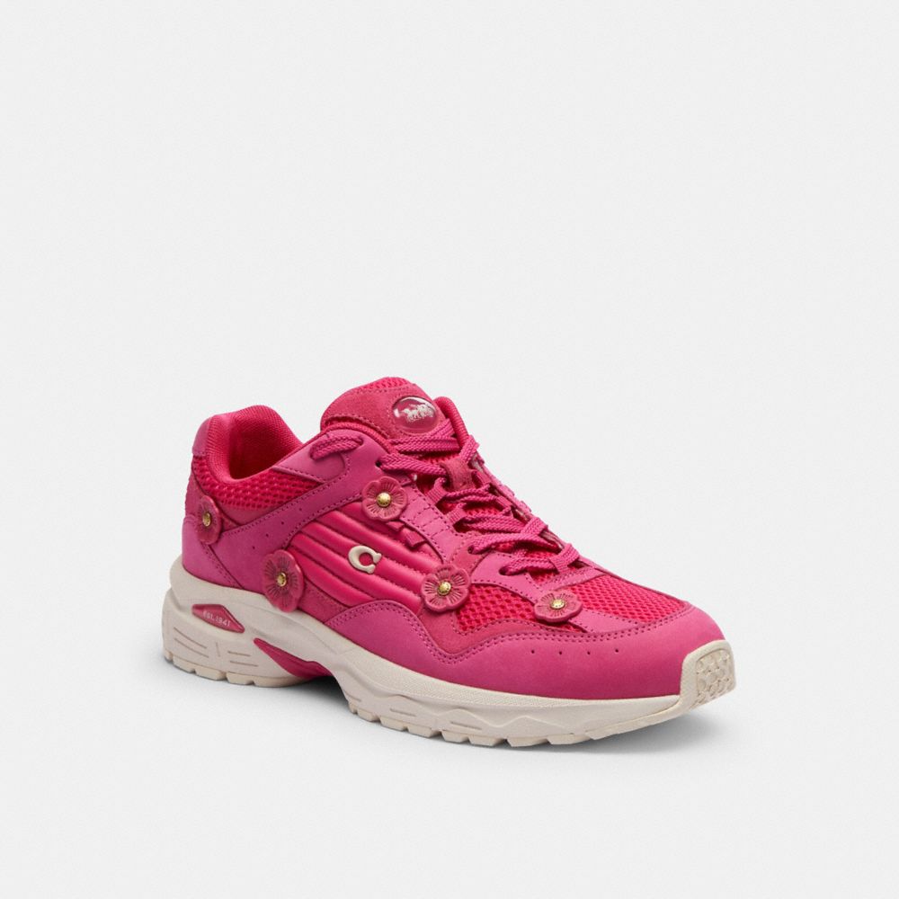 COACH®,C301 SNEAKER WITH TEA ROSE,Suede,Tea Rose,Dragon Fruit,Front View