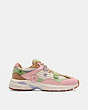 COACH®,C301 SNEAKER WITH TEA ROSE,Suede,Soft Pink/Multi,Angle View