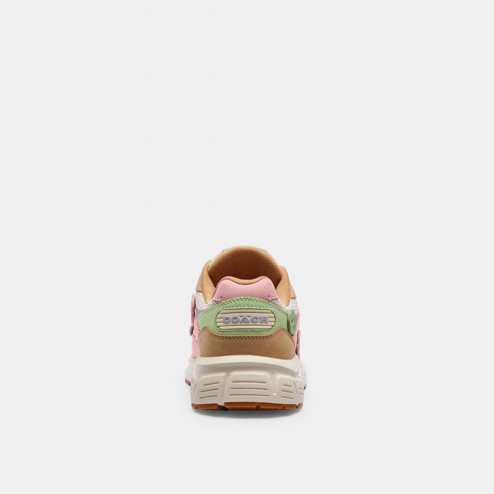 COACH®,C301 Sneaker With Tea Rose,Rubber,Mesh,Suede,Casual,Fabric,Logo,Applique,Mesh,Color Block,Perforated,Quilted,Pull T...,Multi Color,Alternate View