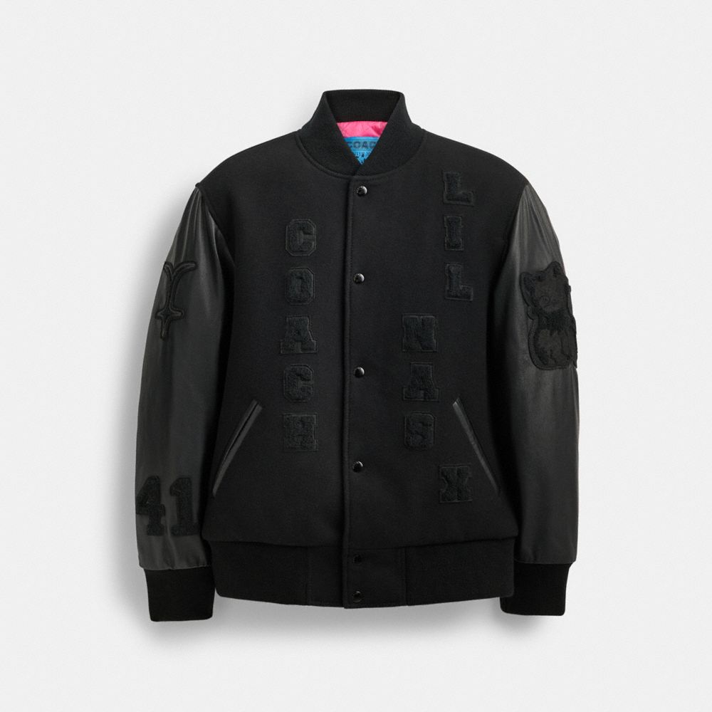 Shop Coach Outlet The Lil Nas X Drop Varsity Jacket In Black