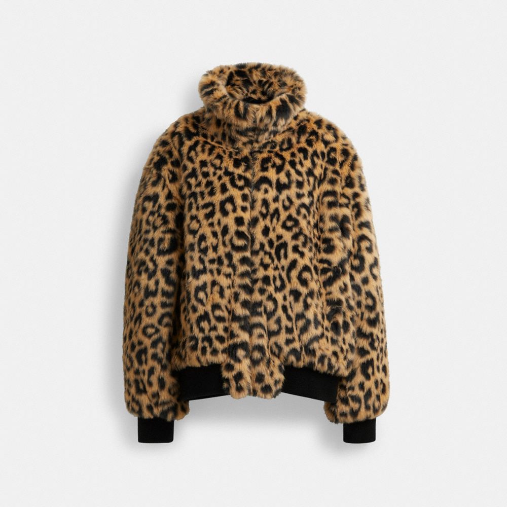 Printed Faux Fur Jacket