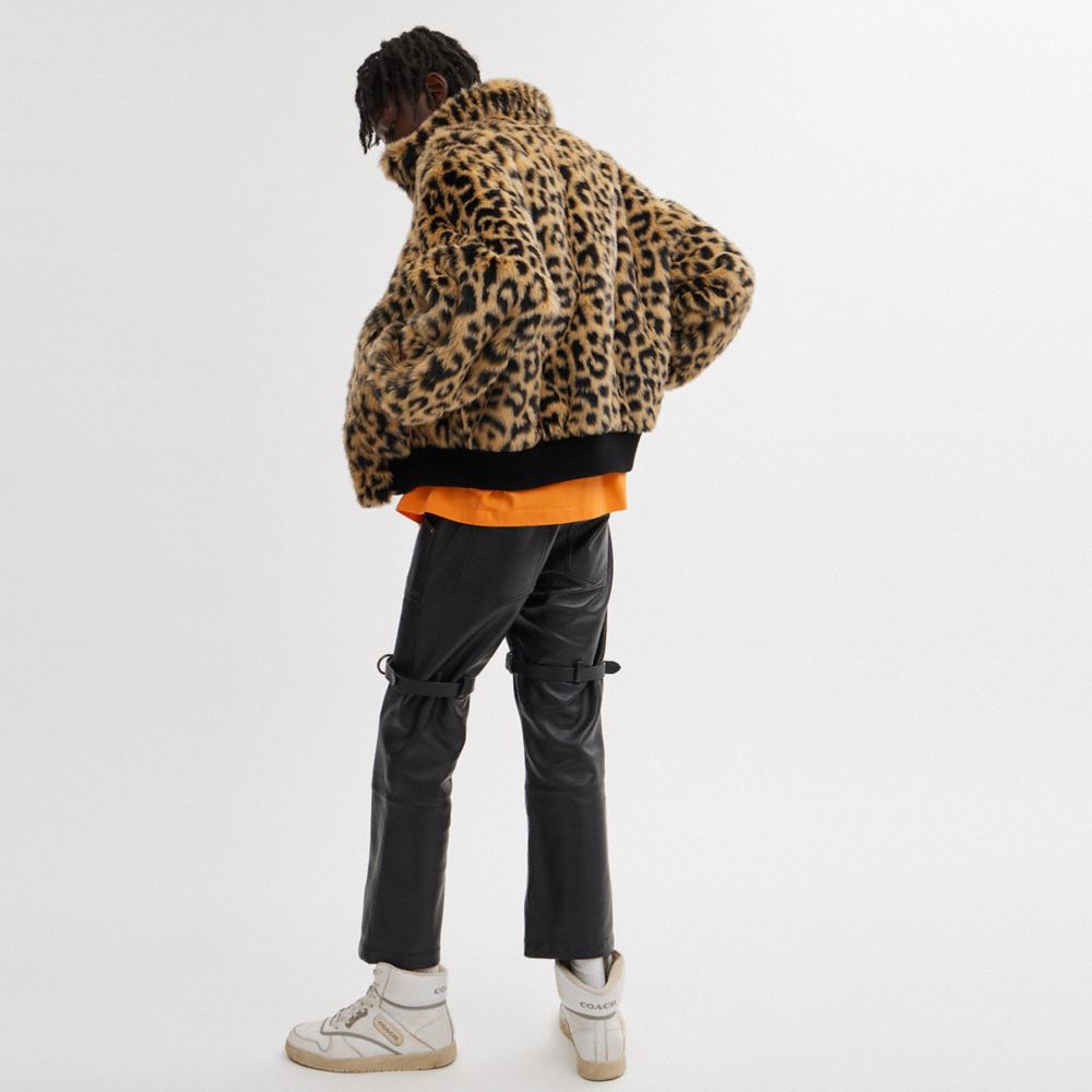 COACH®,Printed Faux Fur Jacket,Acrylic,Polyester,Polyamide,Wool,Spandex,Casual,Multi Color,Scale View