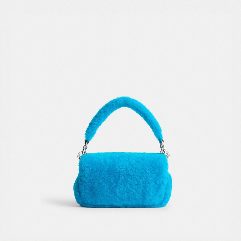 COACH®,THE LIL NAS X DROP TABBY SHOULDER BAG 18 IN SHEARLING,Shearling,Mini,Silver/Montero Blue,Back View