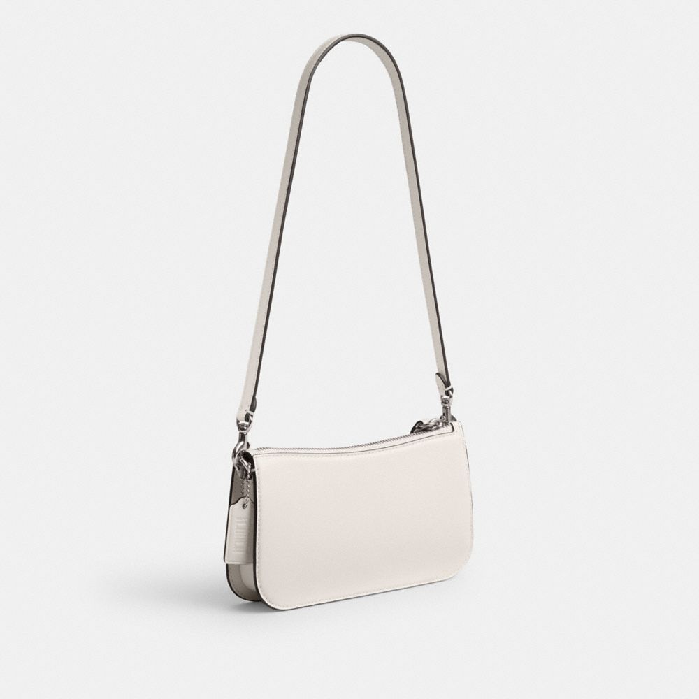 COACH®,The Lil Nas X Drop Penn Shoulder Bag,Calfskin Leather,Lining Leather,Shoulder Bag,Graphic,Logo,Silver Metal,Day Party,White,Angle View