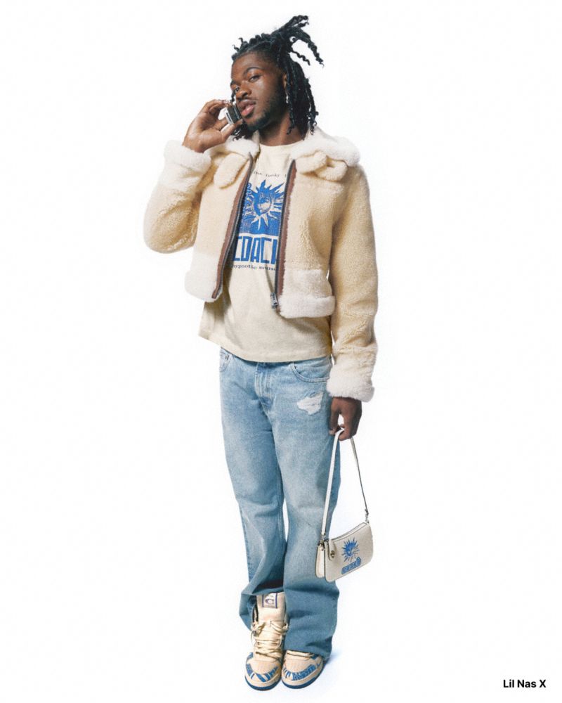 COACH®,The Lil Nas X Drop Penn Shoulder Bag,Calfskin Leather,Lining Leather,Shoulder Bag,Graphic,Logo,Silver Metal,Day Party,White