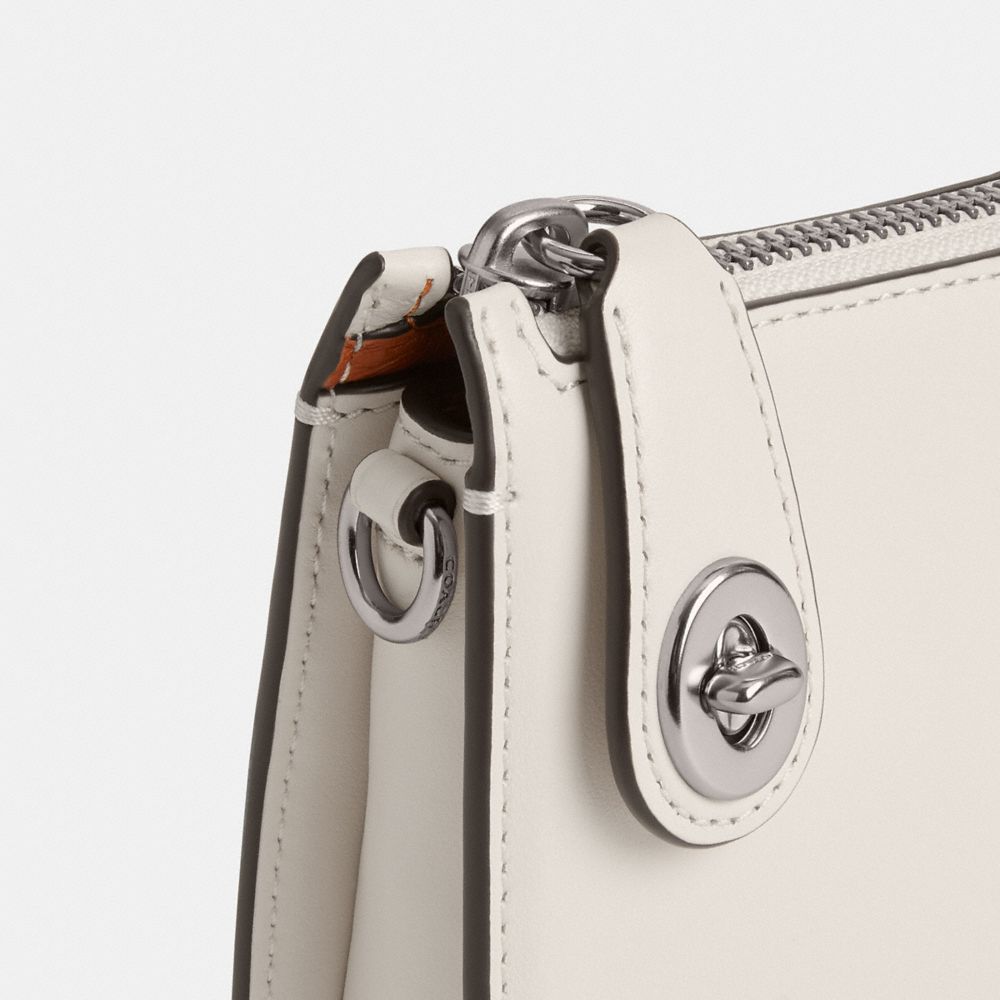 COACH®,The Lil Nas X Drop Penn Shoulder Bag,Calfskin Leather,Lining Leather,Shoulder Bag,Graphic,Logo,Silver Metal,Day Party,White,Closer View