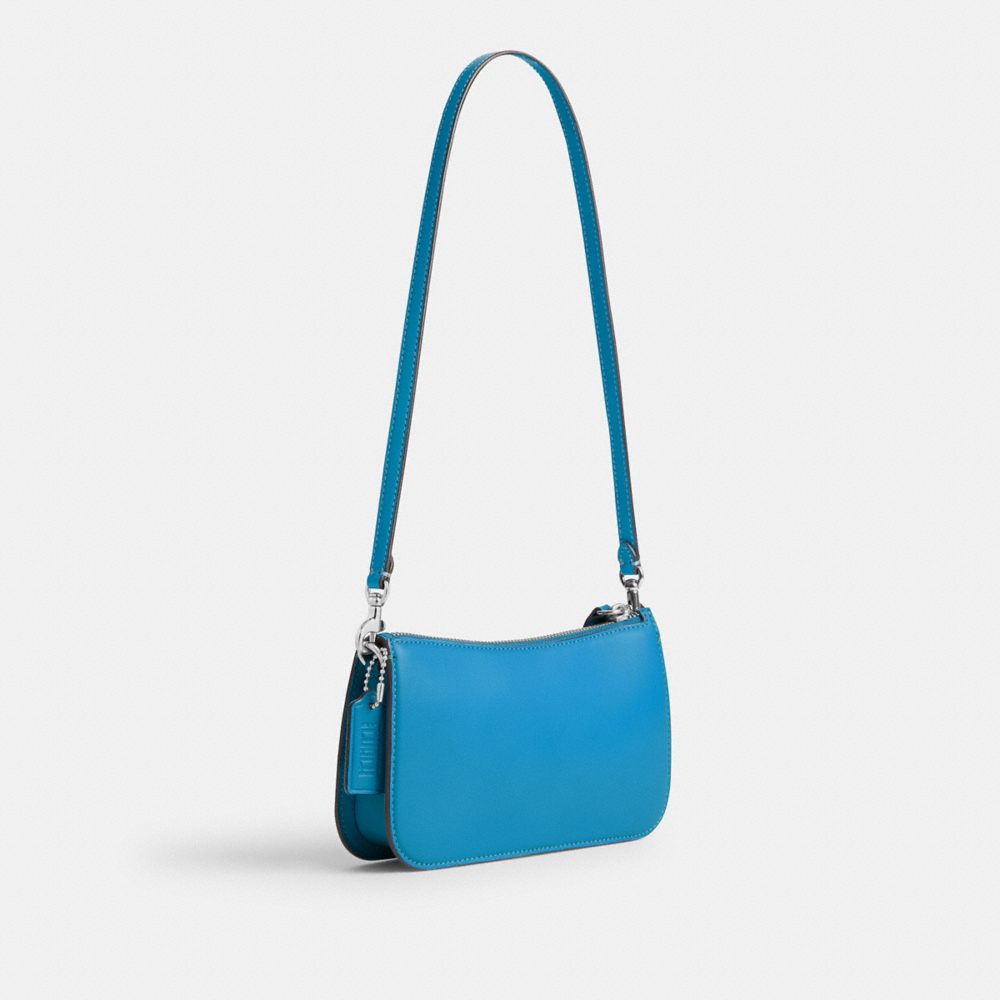 COACH®,THE LIL NAS X DROP PENN SHOULDER BAG,Luxe Refined Calf Leather,Mini,Silver/Silver/Bunny Flyer Montero Blue,Angle View