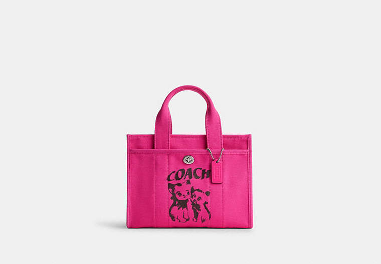COACH®,THE LIL NAS X DROP CARGO TOTE BAG 26,canvas,Medium,Silver/Silver/Kitten Lockup Fuchsia,Front View image number 0