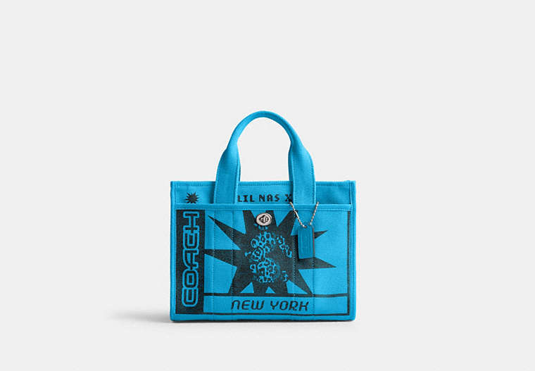 COACH®,THE LIL NAS X DROP CARGO TOTE BAG 26,canvas,Medium,Silver/Montero Blue,Front View image number 0