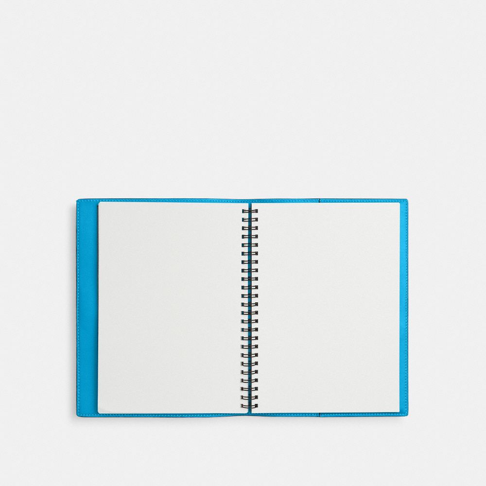COACH®,THE LIL NAS X DROP NOTEBOOK,Calf Leather,Silver/Montero Blue,Inside View,Top View