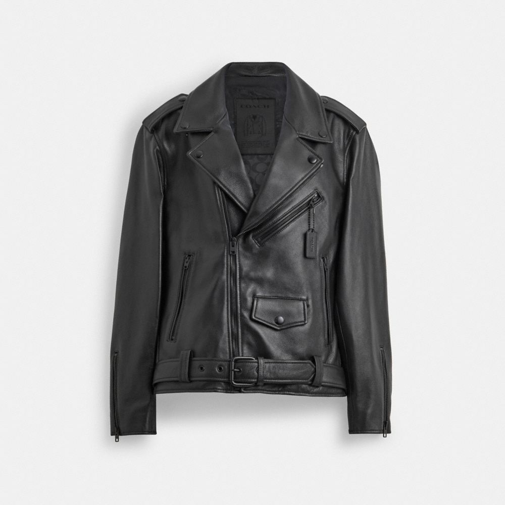 COACH®,MOTO JACKET,Leather,The Leather Shop,Black,Front View