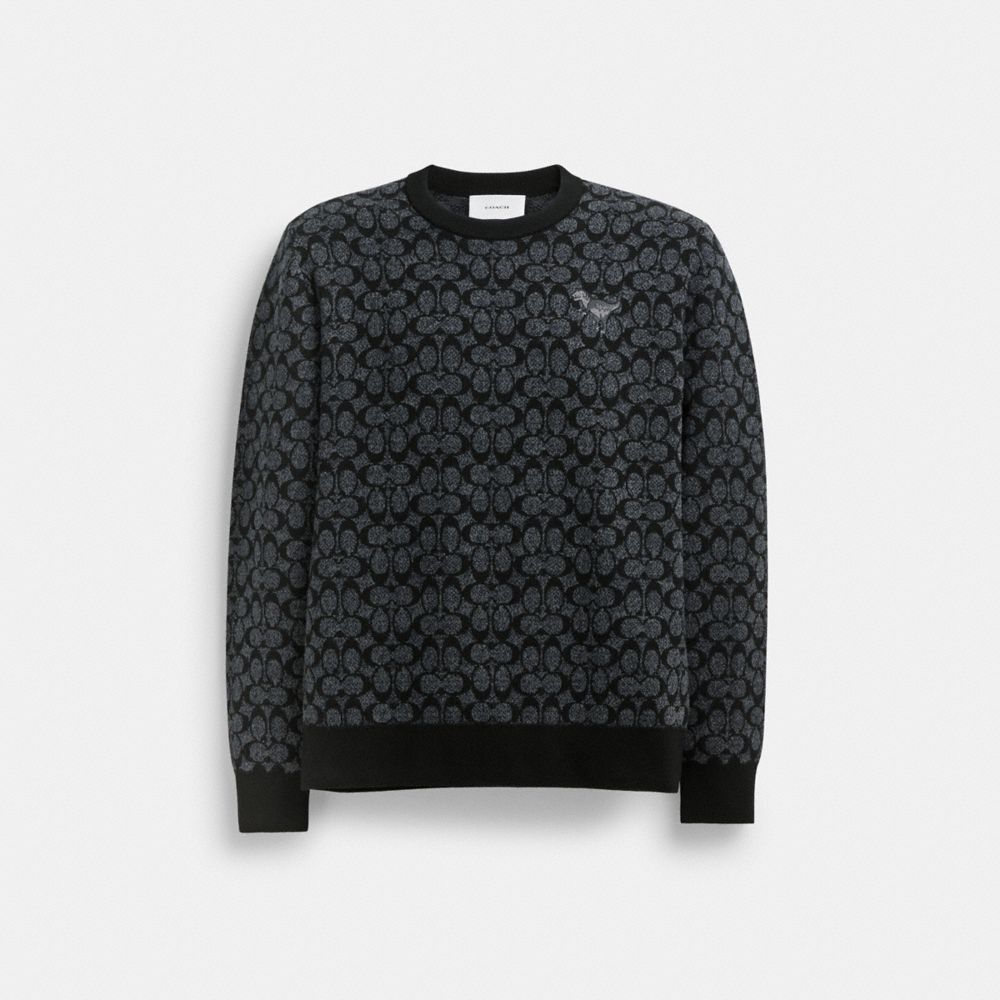 COACH®,REXY SWEATER,wool,Black Signature,Front View