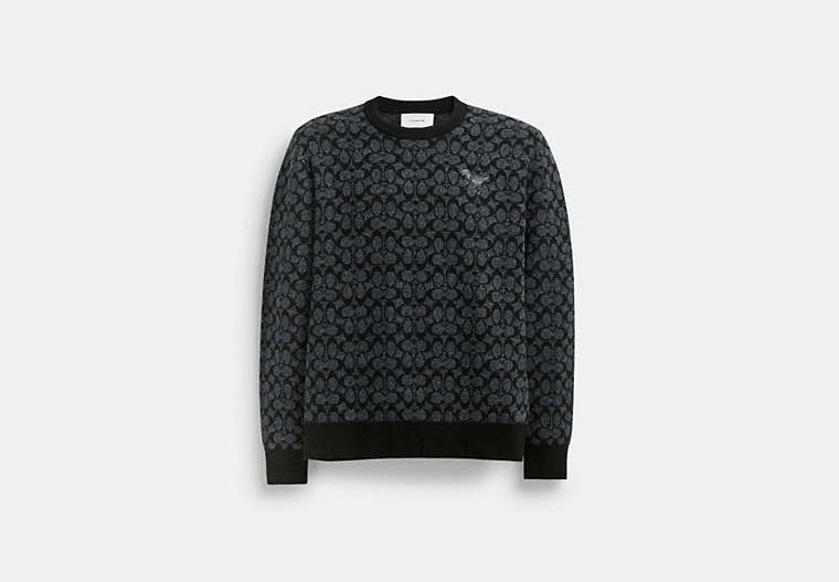 COACH®,REXY SWEATER,wool,Black Signature,Front View