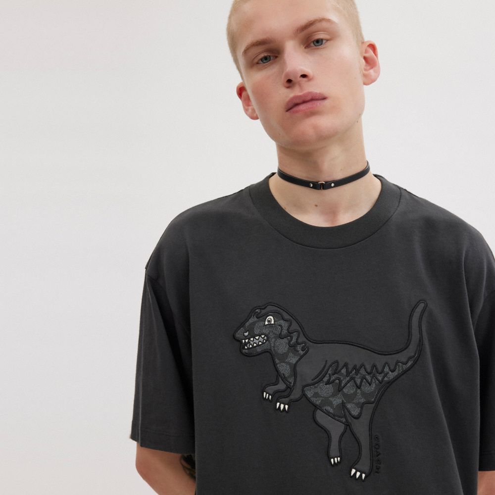 COACH®,Rexy T Shirt,Cotton,T Shirt,Applique,Embroidered,Logo,Casual,Black,Detail View