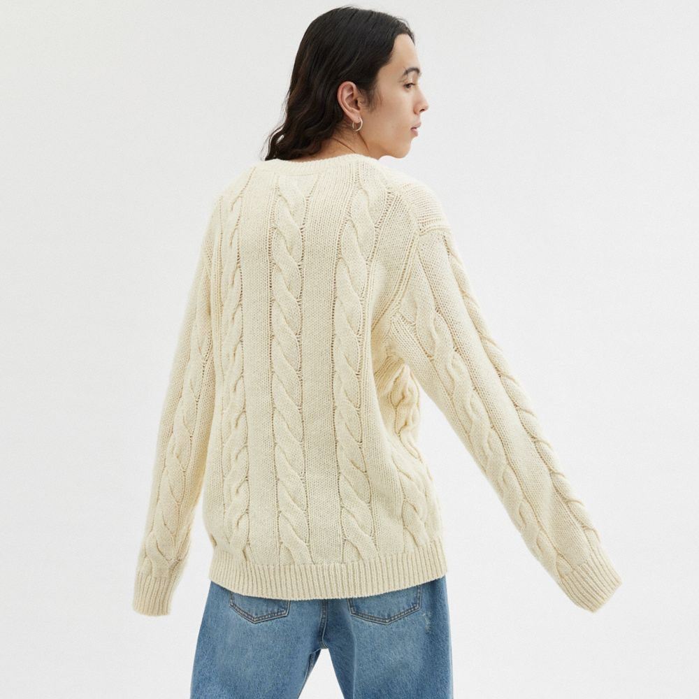COACH®,SIGNATURE SWEATER IN RECYCLED WOOL,wool,Ivory,Scale View
