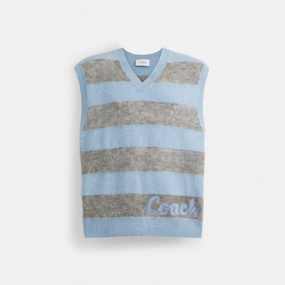 COACH®,SWEATER VEST,Blue Multi,Front View image number 0