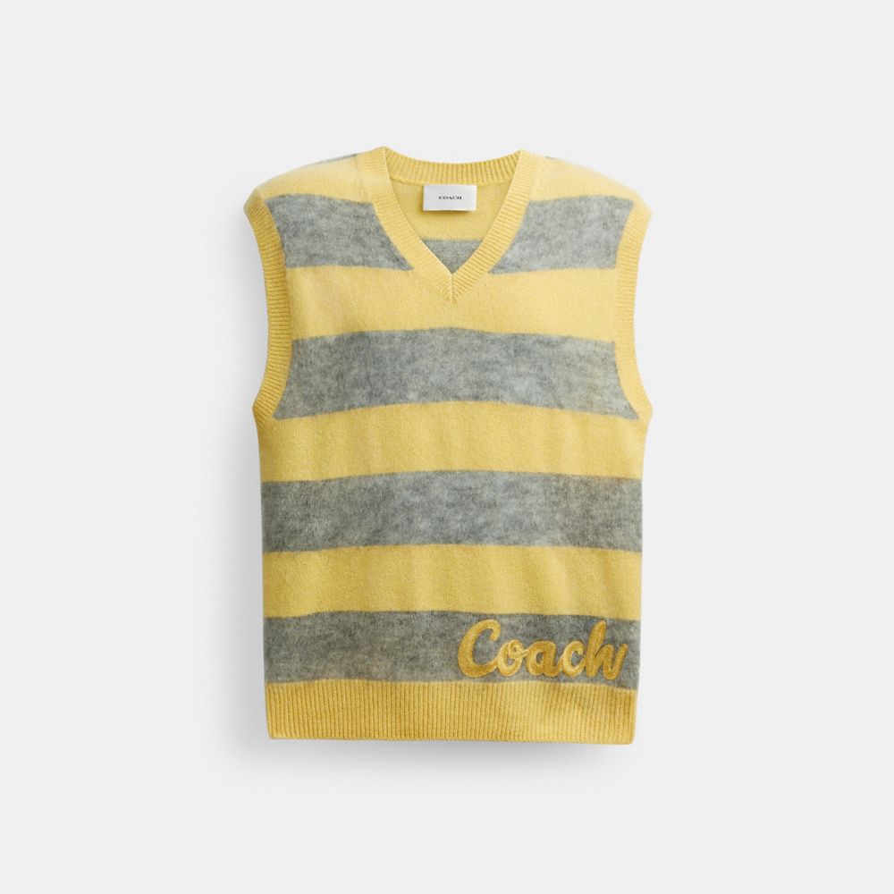 COACH®,Sweater Vest,Polyamide,Knit,Wool,Mohair,Vest,No Embellishment,Sustainable,Casual,Multi Color,Front View
