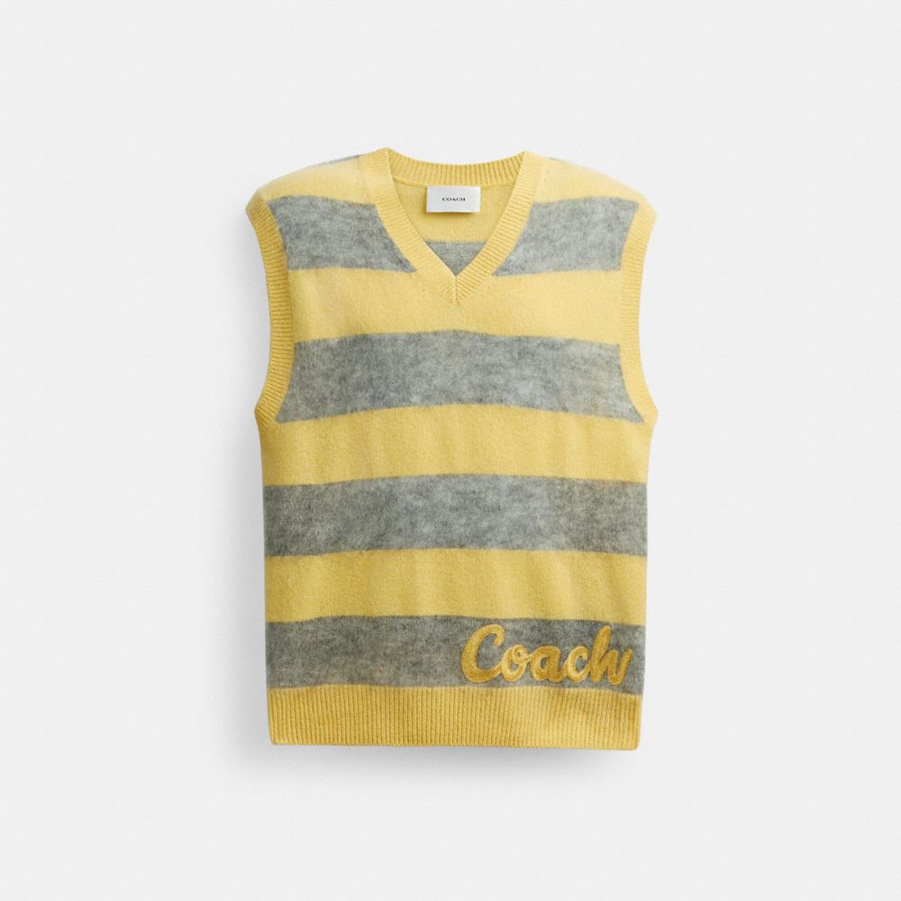 COACH®,SWEATER VEST,Yellow Multi,Front View