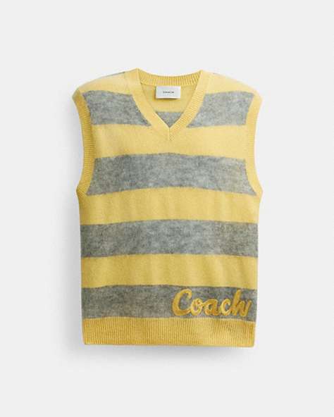 COACH®,SWEATER VEST,Yellow Multi,Front View