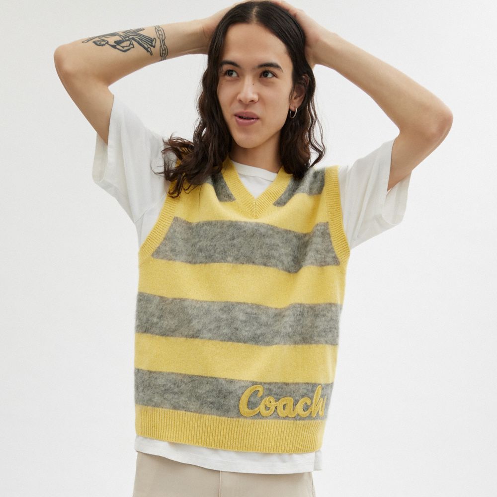 COACH®,SWEATER VEST,Yellow Multi,Scale View