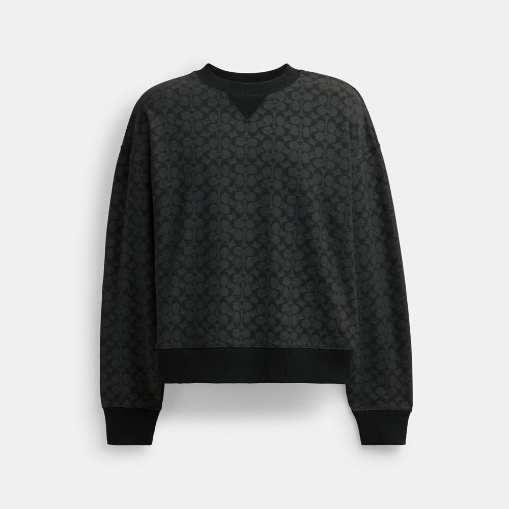 COACH®,ESSENTIAL SIGNATURE CREWNECK,Charcoal Signature,Front View