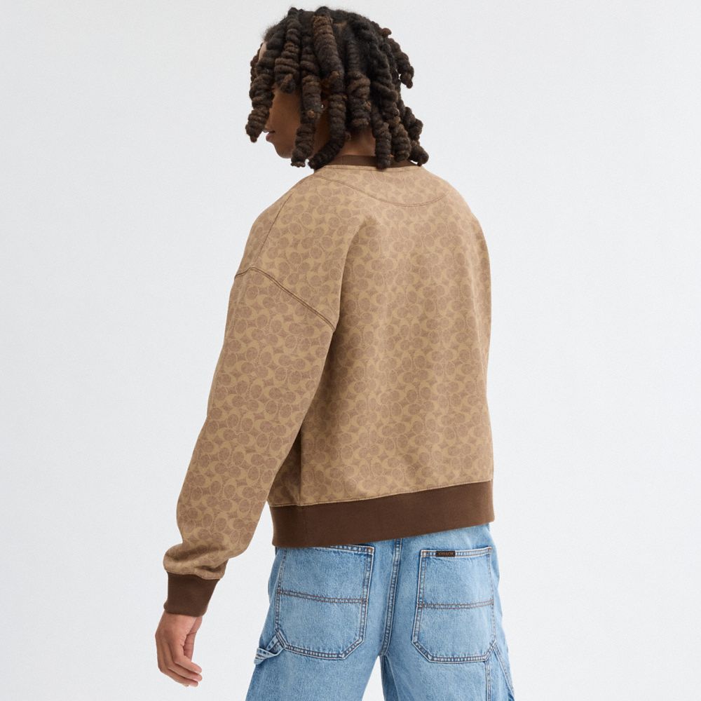 COACH®,ESSENTIAL SIGNATURE CREWNECK,Tan Signature,Scale View