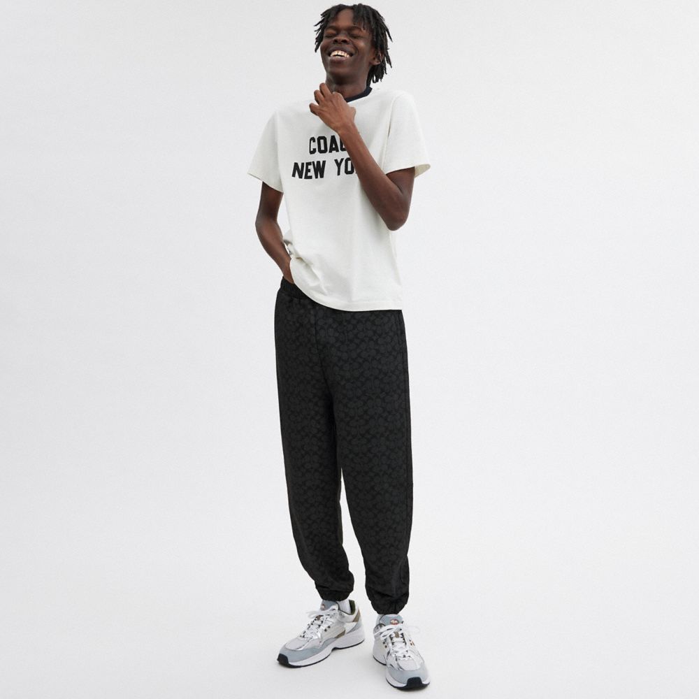 Coach Essential Signature Joggers In Charcoal Signature