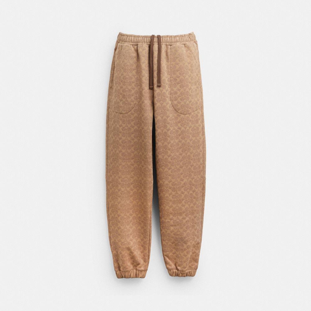 COACH®,ESSENTIAL SIGNATURE JOGGERS,Tan Signature,Front View