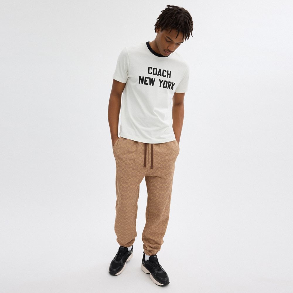 COACH®,ESSENTIAL SIGNATURE JOGGERS,cotton,Tan Signature,Scale View