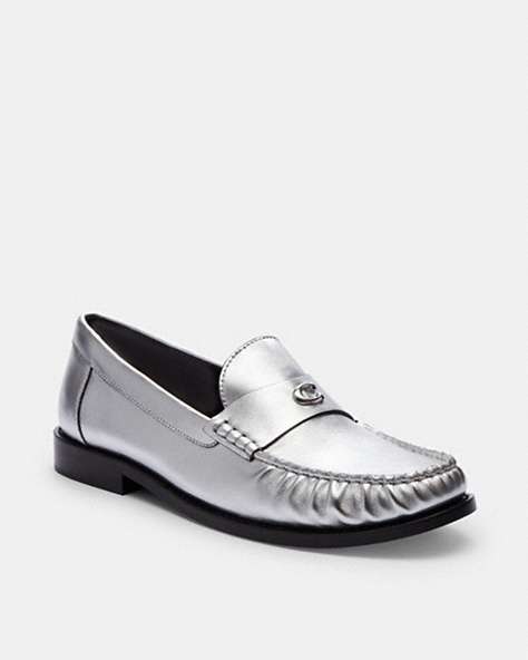 COACH®,JOLENE LOAFER,Leather,Silver,Front View