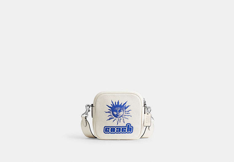 COACH®,THE LIL NAS X DROP CAMERA BAG,Polished Pebble Leather,Small,Chalk/Blue,Front View image number 0