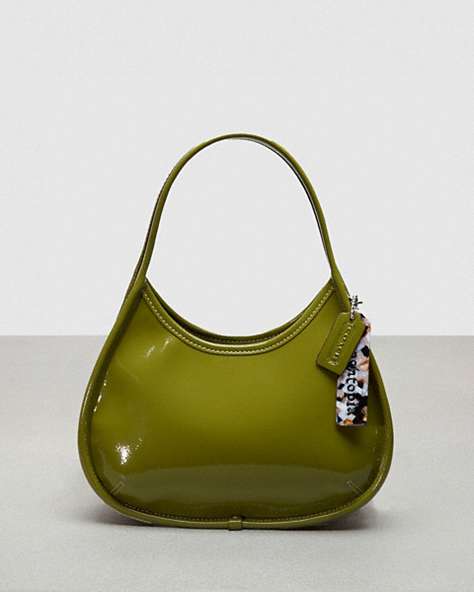 COACH®,Ergo Bag in Crinkle Patent Coachtopia Leather,Coachtopia Leather,Small,Olive Green,Front View