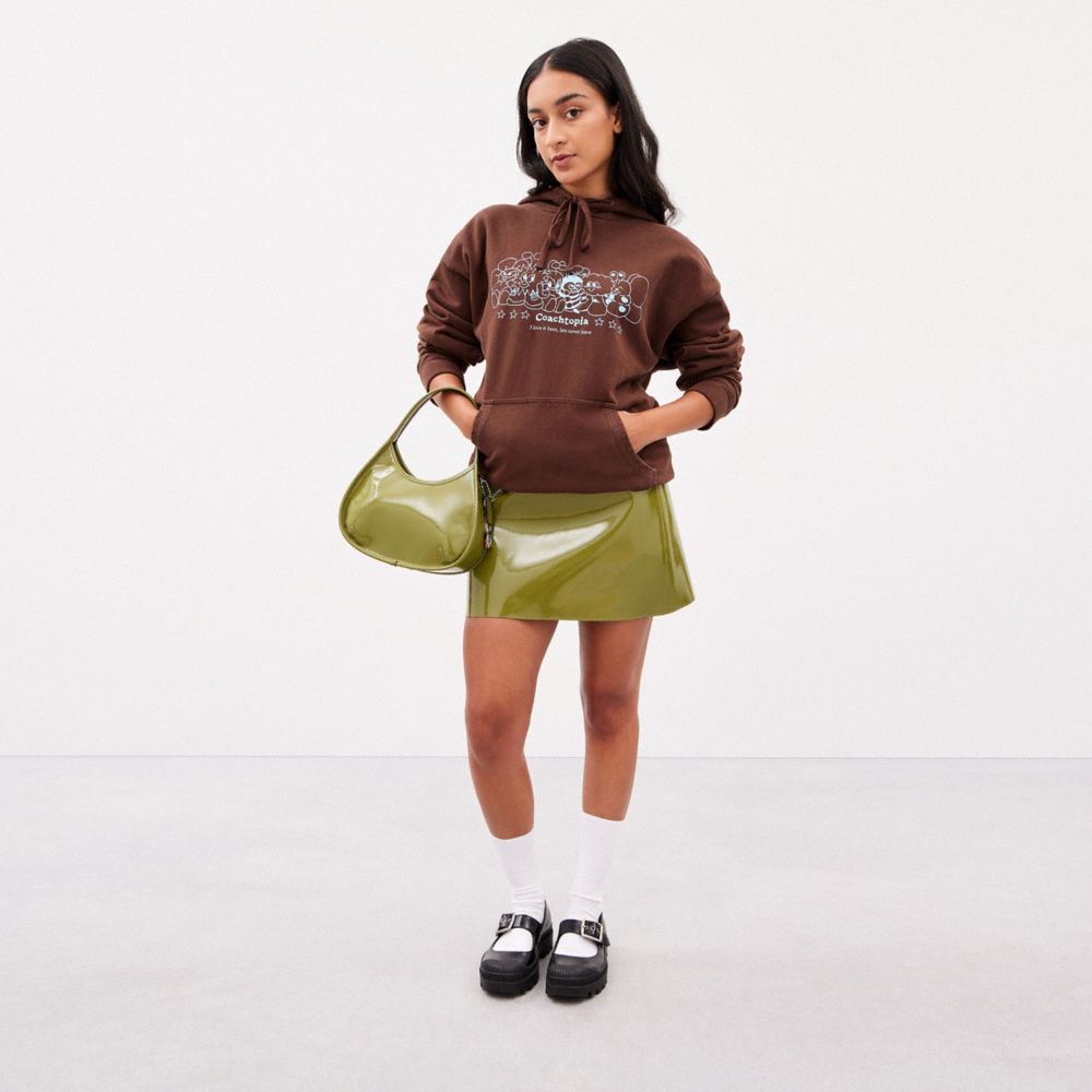 COACH®,Ergo Bag In Crinkle Patent Coachtopia Leather,Recycled Polyester,Shoulder Bag,Logo,Sustainable,Casual,Olive,Detail View
