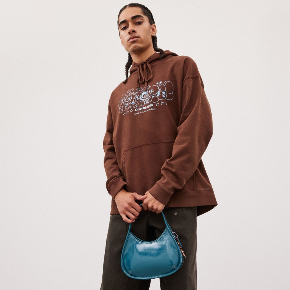 COACH®,Ergo Bag In Crinkle Patent Coachtopia Leather,Recycled Polyester,Shoulder Bag,Logo,Sustainable,Casual,Teal,Detail View