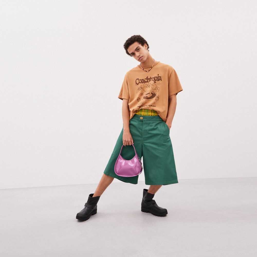 COACH®,Ergo Bag In Crinkle Patent Coachtopia Leather,Recycled Polyester,Shoulder Bag,Logo,Sustainable,Casual,Purple,Detail View