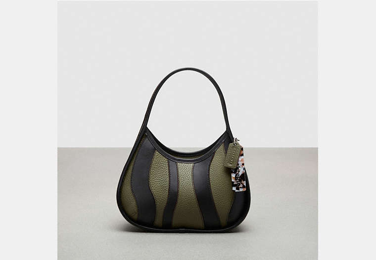 COACH®,Ergo Bag in Upcrafted Leather: Wavy Stripe,Coachtopia Leather,Small,Black/Army Green,Front View image number 0