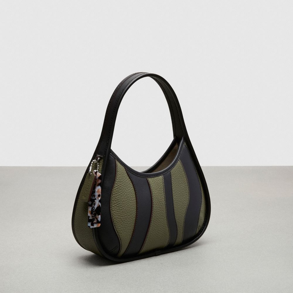 COACH®,Ergo Bag In Upcrafted Leather: Wavy Stripe,Coachtopia Leather,Small,Black/Army Green,Angle View