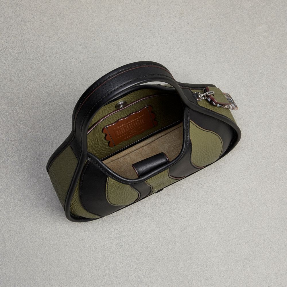 COACH®,Ergo Bag In Wavy Stripe Upcrafted Leather,Olive,Inside View,Top View