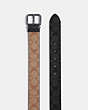 COACH®,ROLLER BUCKLE CUT-TO-SIZE REVERSIBLE BELT, 38MM,Coated Canvas,Gunmetal/Tan Charcoal,Angle View