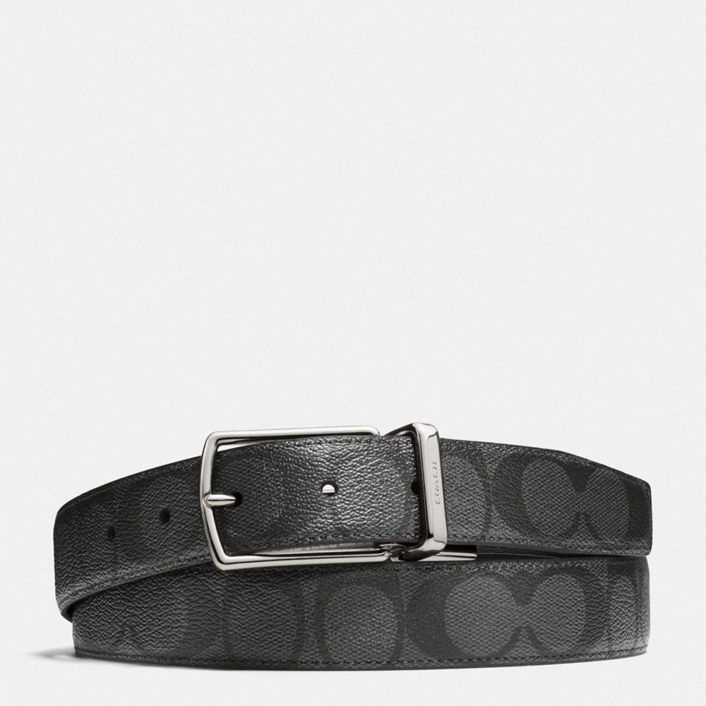 COACH®,CEINTURE RÉVERSIBLE SUR MESURE À BOUCLE HARNESS, 30 MM,Charbon/Noir,Front View