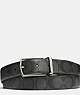 COACH®,HARNESS BUCKLE CUT-TO-SIZE REVERSIBLE BELT, 30MM,Coated Canvas,Charcoal/Black,Front View