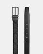 COACH®,HARNESS BUCKLE CUT-TO-SIZE REVERSIBLE BELT, 30MM,Coated Canvas,Charcoal/Black,Angle View