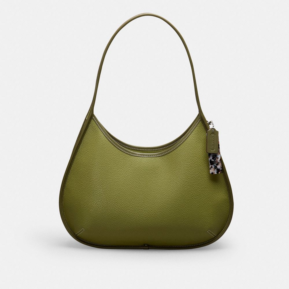 COACH®,Grand sac Ergo en cuir maroquiné Coachtopia,Cuir Coachtopia,Vert olive,Front View